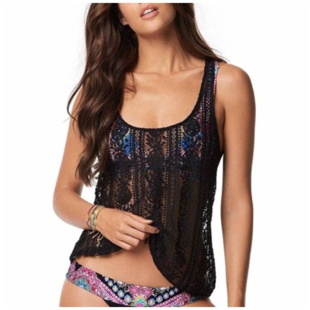 PILYQ Midnight Crochet Lace Tank Top XS/S Black Cover Up NWT Made in Colombia